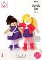 Knitting Pattern - King Cole 9174 - KIng Cole DK - Amigurumi Crocheted Dolls